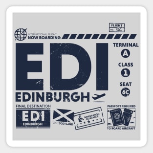 Vintage Edinburgh EDI Airport Code Travel Day Retro Travel Tag Scotland Magnet